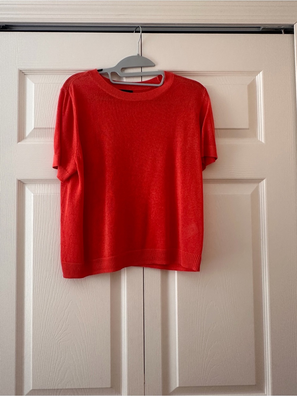 Halogen Bright Orange Short-Sleeve Crewneck Sweater and Cardigan